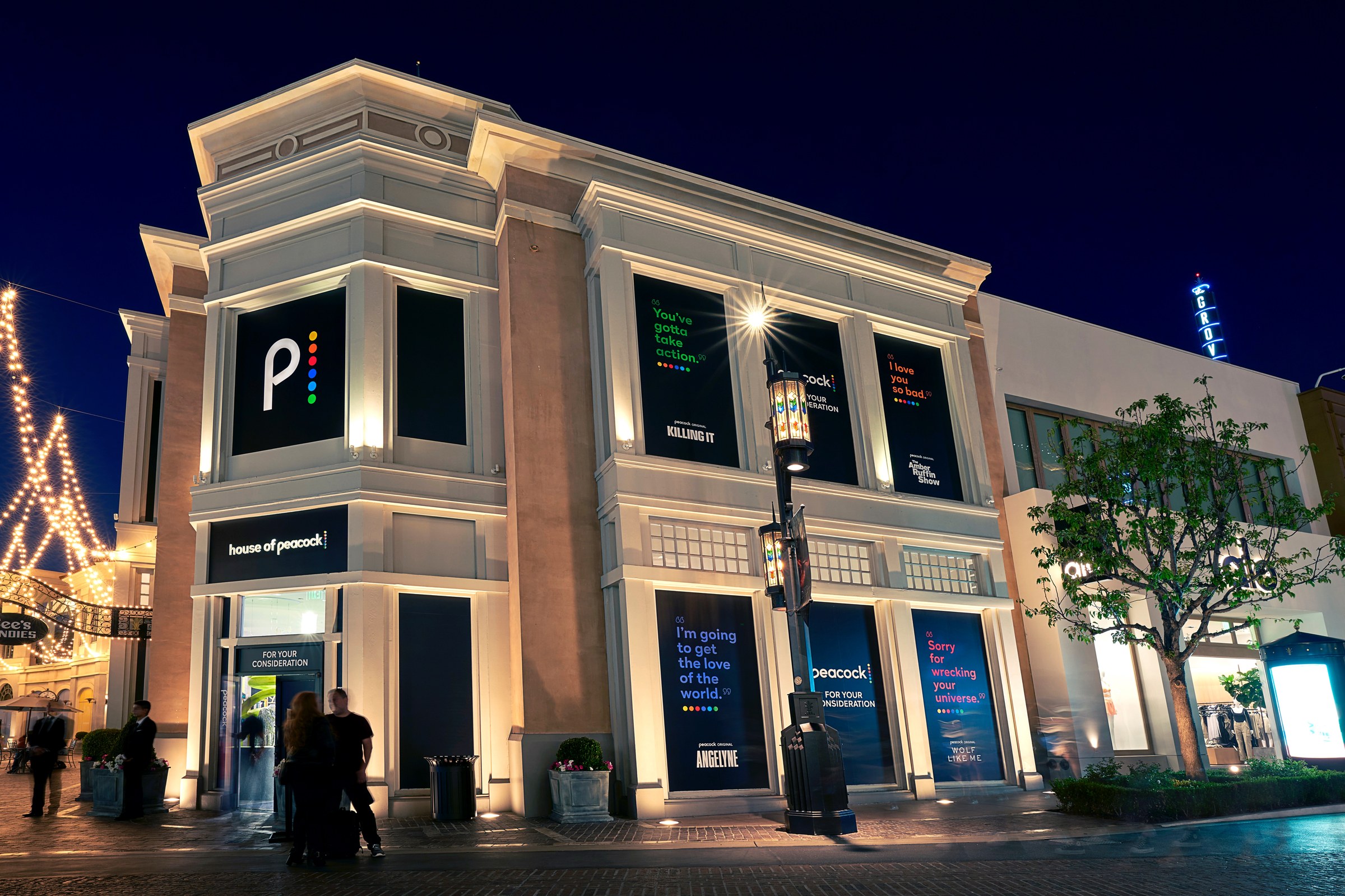 House of Peacock exterior night