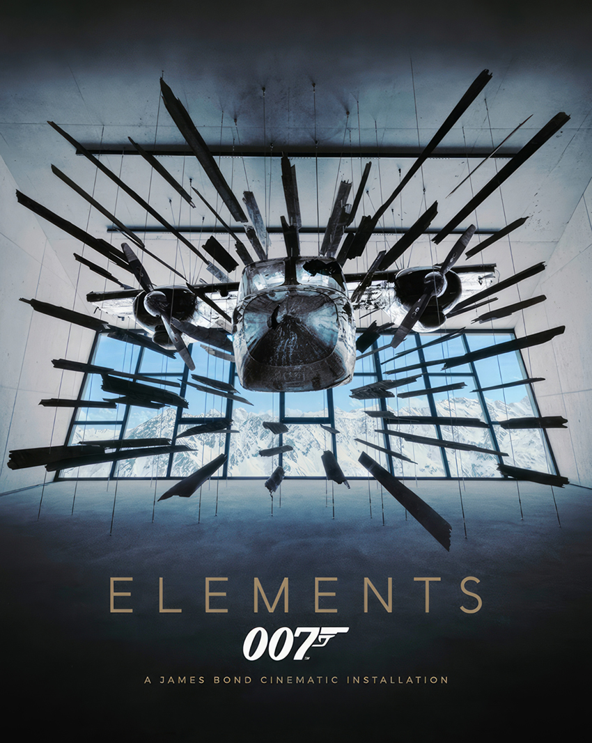 007 Elements poster with plane installation