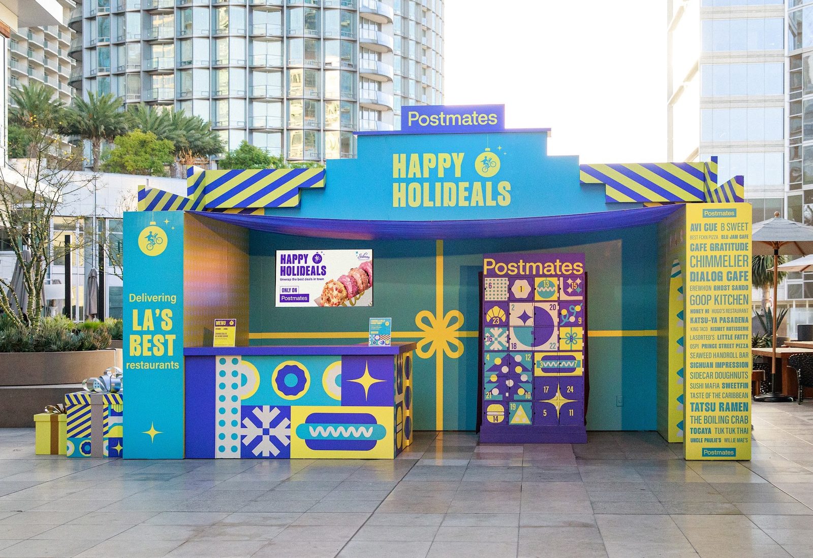 Postmates Happy Holideals pop-up exterior