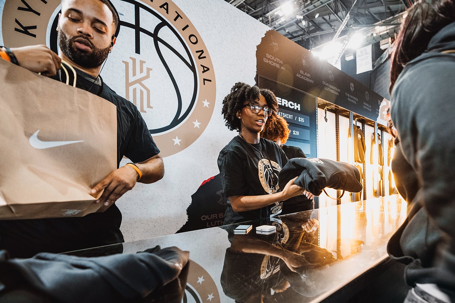 Merch counter during the event