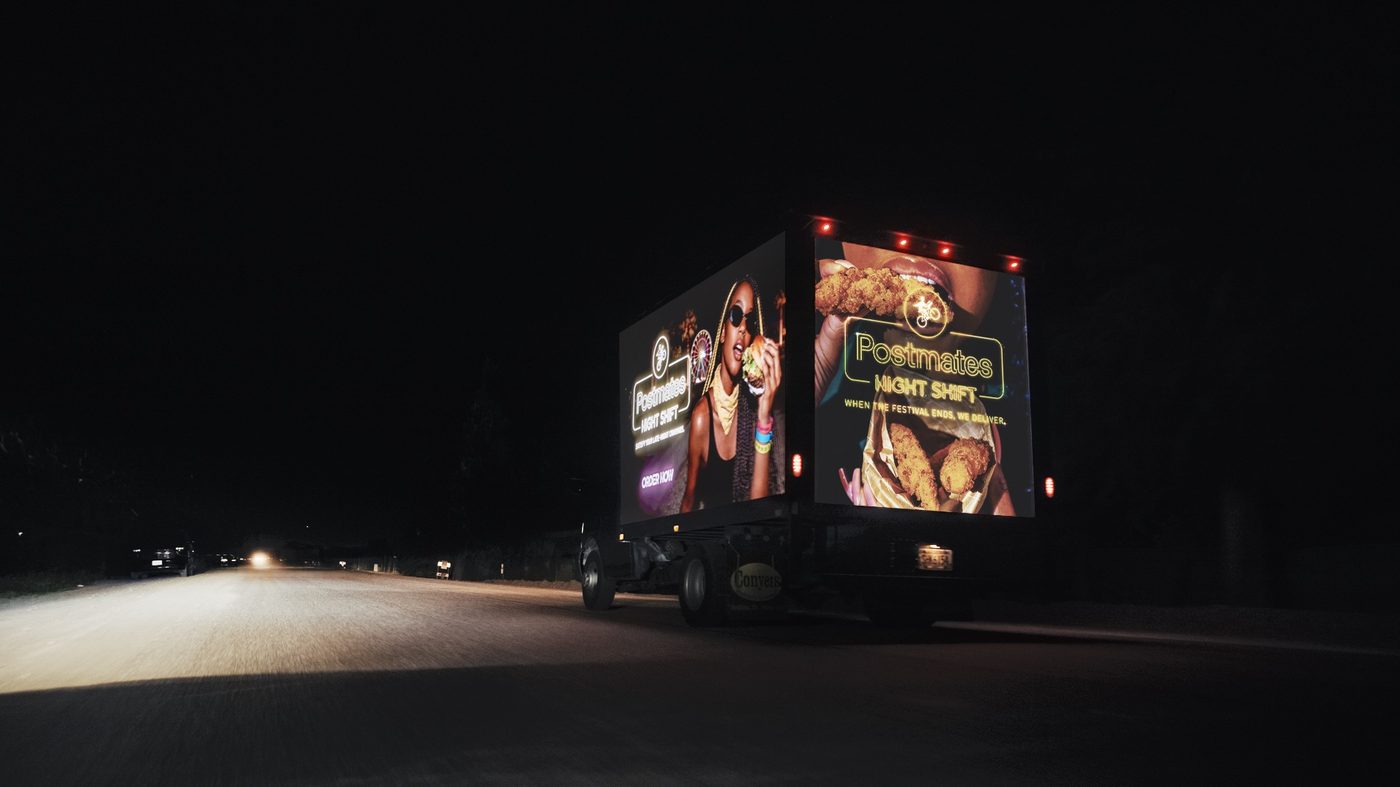 Postmates Night Shift LED truck day