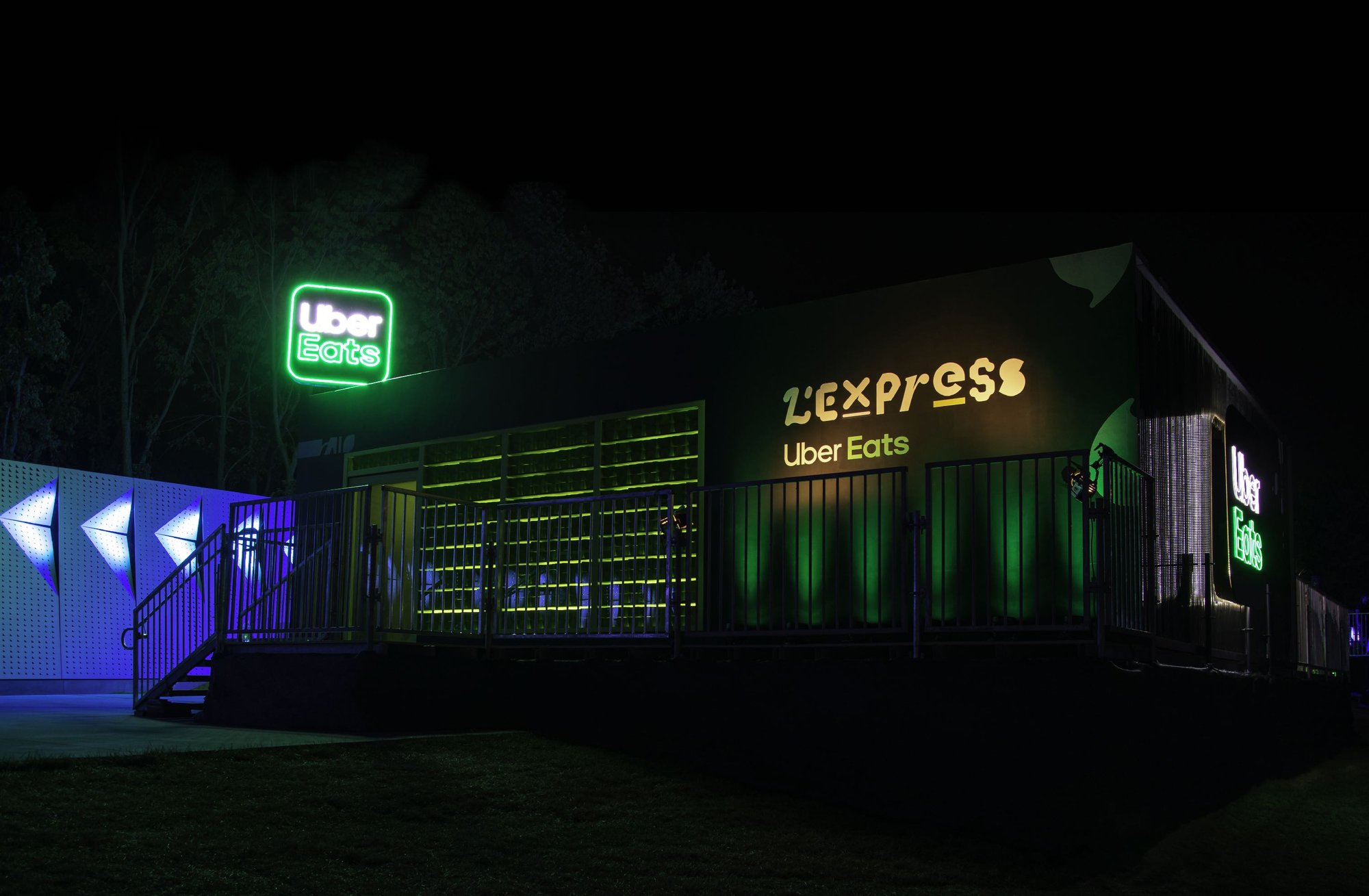 L'Express build at Osheaga at night